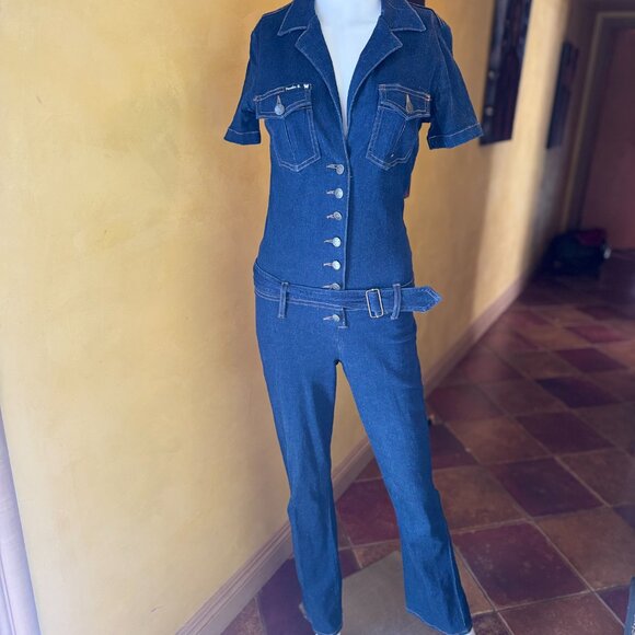 Frankie B. Vintage 90s Denim Jumpsuit | Medium - Picture 4 of 15